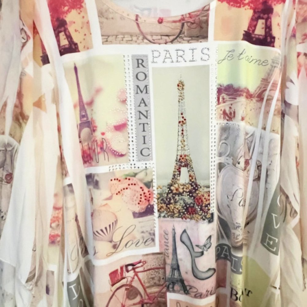 Cover Charge Paris Themed Boho Tunic - Size XL - Picture 5 of 7